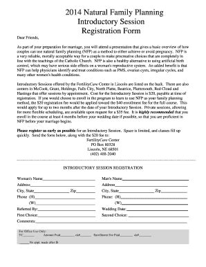 Fillable Online lincolndiocese 2014 Natural Family Planning ...