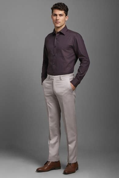 Buy Men Grey Slim Fit Solid Flat Front Formal Trousers Online ...