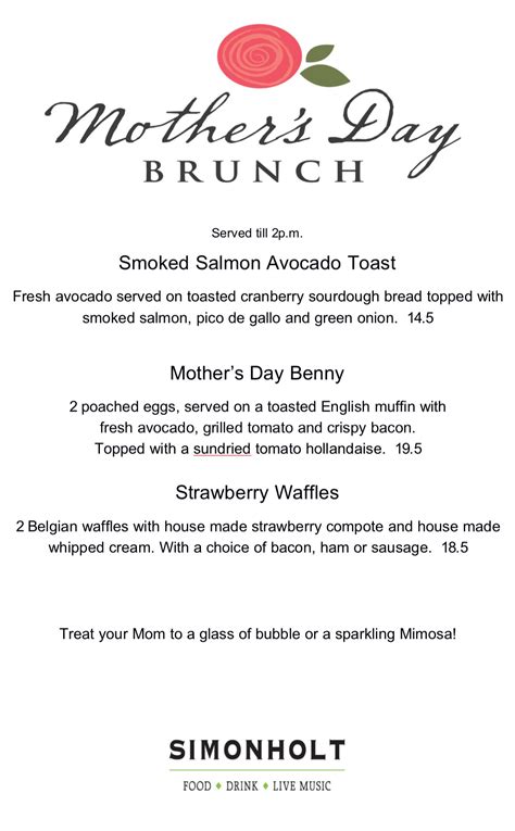 Simonholt Mother's day Brunch Menu 2024 - SIMONHOLT Restaurant | FOOD ...