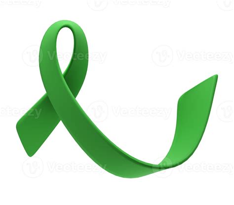 3d green ribbon. Liver cancer awareness symbol. Scoliosis awareness day ...