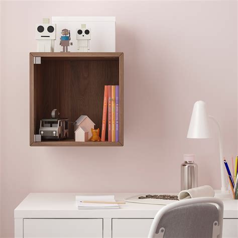 EKET wall cabinet with glass door, brown walnut effect, 35x35x35 cm ...