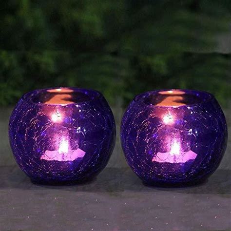 Crackled Round Glass Mosaic Tealight Candle Holders (7 Cm x 10 Cm x 10 ...