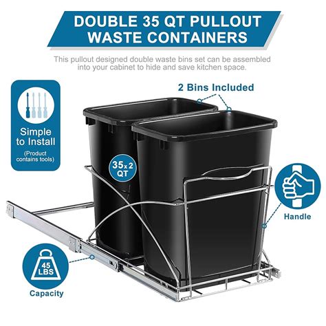 SUPERDEAL SUPER DEAL Double 35-Quart Pull Out Trash Can Under India | Ubuy