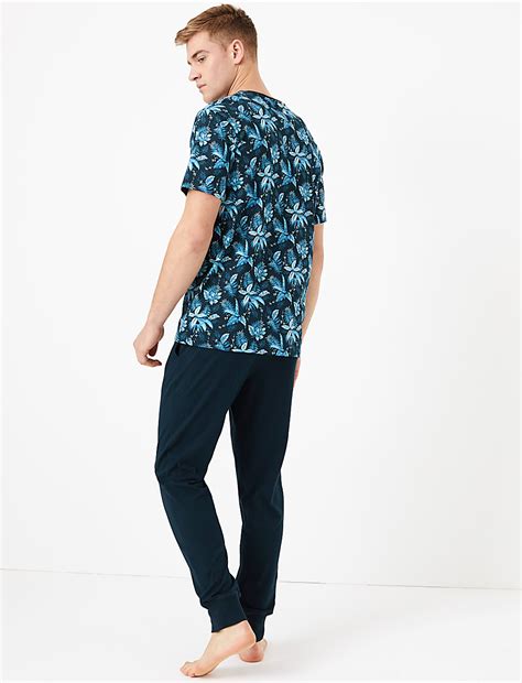Buy Pure Cotton Leaf Print Pyjama Set at Marks & Spencer