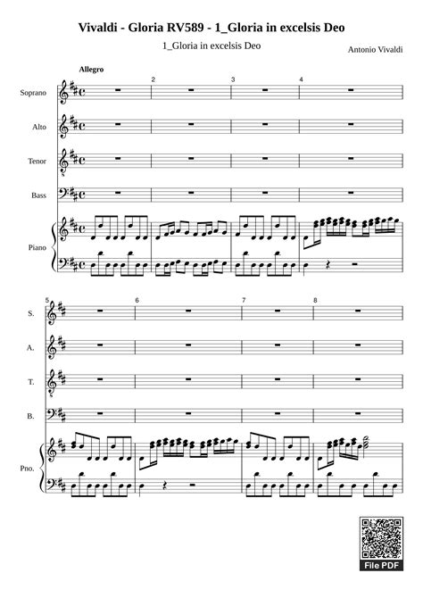[Sheet] Gloria in excelsis Deo (SATB) PDF lyrics & Lead & chords