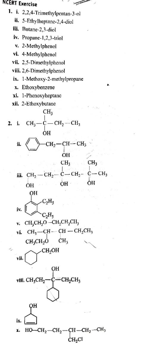 NCERT Exercise: Alcohol, Phenol, and Ether Overview - Studocu