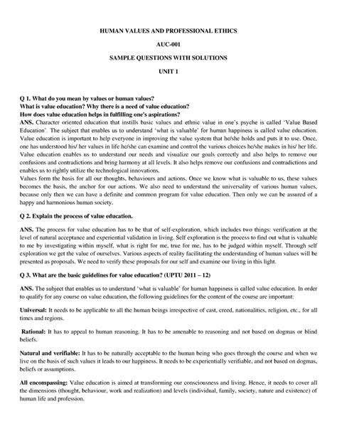 MCA-I HVPE-Sample-Questions - HUMAN VALUES AND PROFESSIONAL ETHICS AUC ...