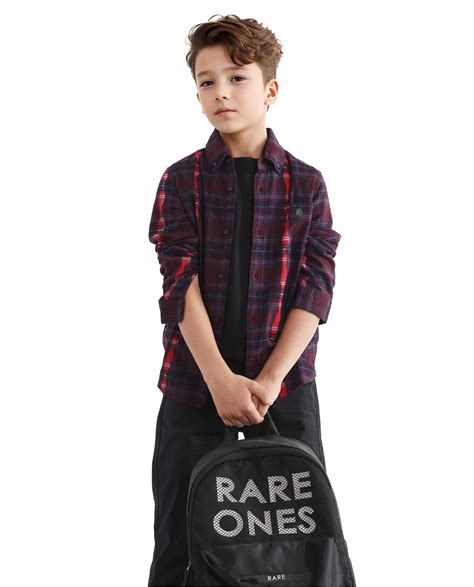 Rare Ones Kids Bru Dark Maroon Cotton Full Sleeve Checked Shirt