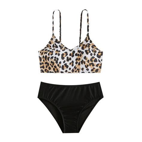 Hienoo Big Girls Bikini Swimsuit Leopard Bathing Suit Beach Swimwear, 2 ...