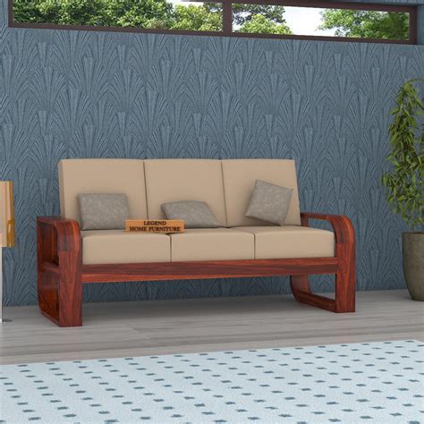 LEGEND HOME FURNITURE Sheesham Wood 3 Seater Sofa for Living Room ...
