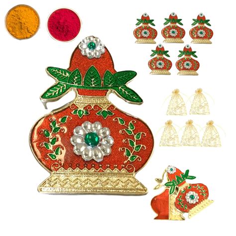 Buy LOVENSPIRE 5 Pack Kalash Bulk Haldi Kumkum Thali Holder, Pooja ...