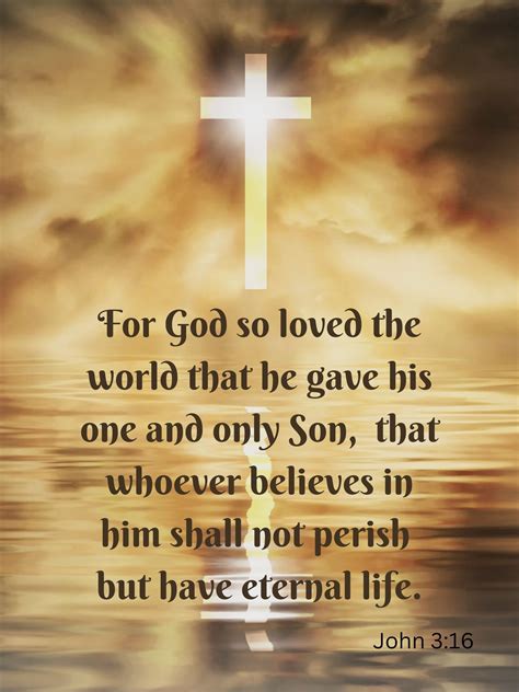 Bible Scripture John 3:16 Golden Cross Wall Art, Christian Decor - Etsy