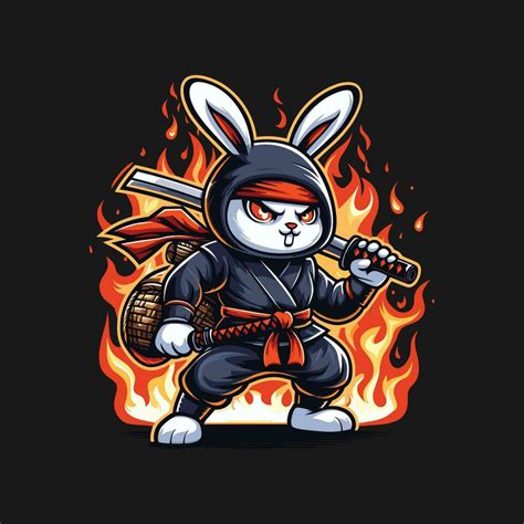 FIRE NINJA RABBIT ILLUSTRATION VECTOR 36261533 Vector Art at Vecteezy