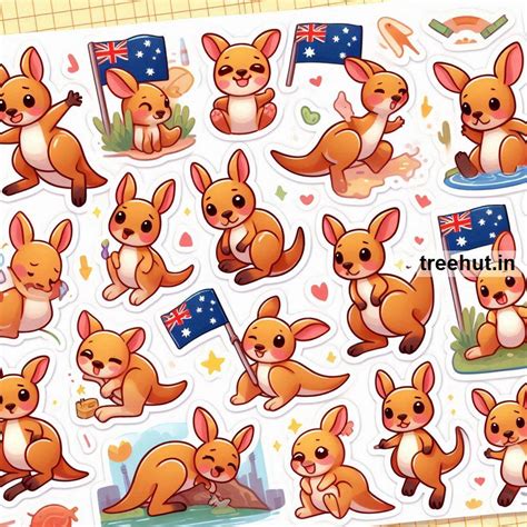 Printable Kangaroo Stickers and 20 Australia Day Craft Activities for ...
