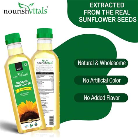 Buy NOURISHVITALS ORGANIC SUNFLOWER COLD PRESSED OIL RICH IN VITAMINS ...