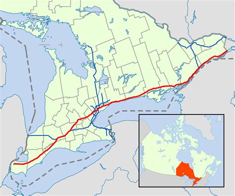 Highway 401 map - Highway 401 exits map (Canada)