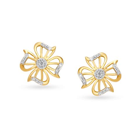 Abstract Floral Diamond Stud Earrings