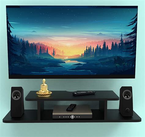 Nusrat Craft Wooden Floating TV Entertainment Unit - Wall Mounted Stand ...