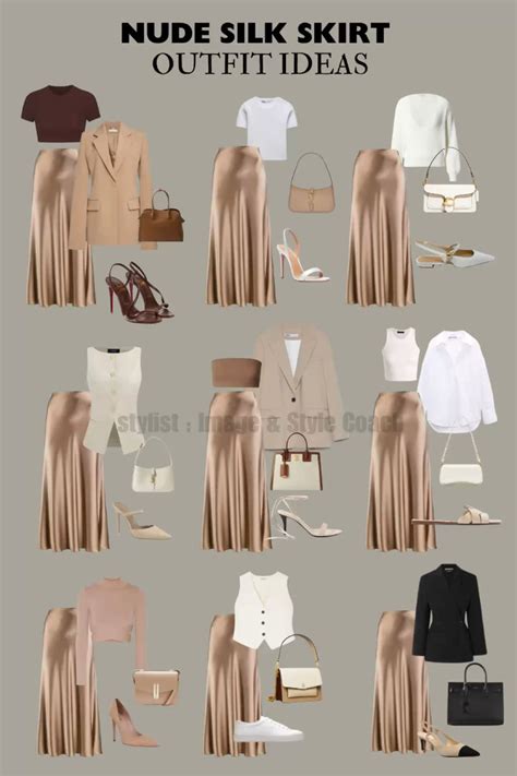 Maxi Nude silk skirt outfit ideas | Идеи наряда, Мода стиль женщины, Стильные наряды