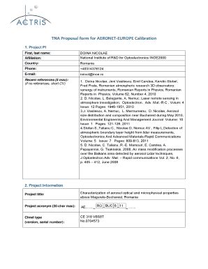 Fillable Online TNA Proposal form for AERONET-EUROPE Calibration ...