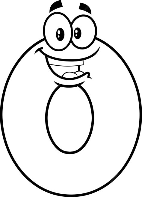 Premium Vector | Outlined funny number zero 0 cartoon character. vector ...