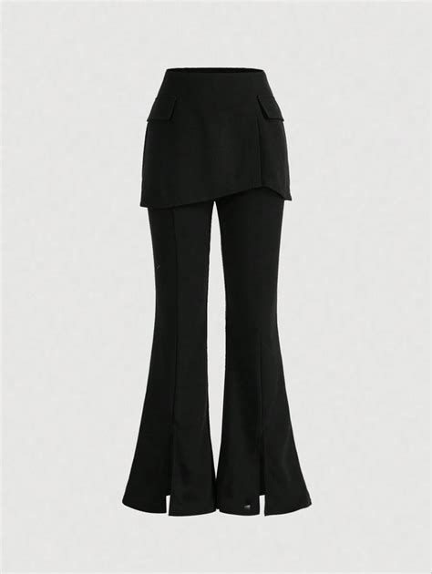 SHEIN MOD Split Hem Flare Leg 2 In 1 Pants | SHEIN USA