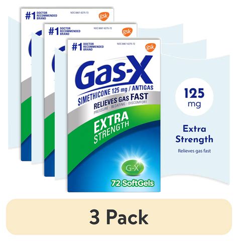 (3 pack) Gas-X Extra Strength Gas Relief Softgels With Simethicone 125 ...
