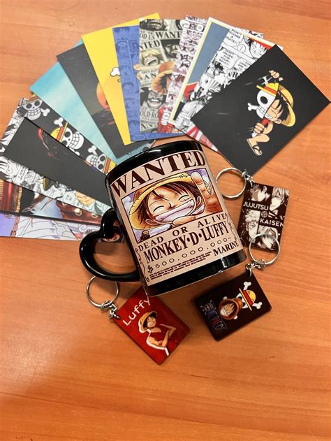 Buy CRAFT MANIACS ONE Piece Luffy Wanted Combo: ONE Black Mug, 16 LOMO ...
