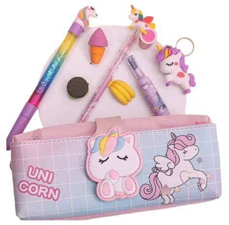 AMANVANI (6 Items Unicorn Silicon Pouch for Girls Pencil Pouch for Kids ...