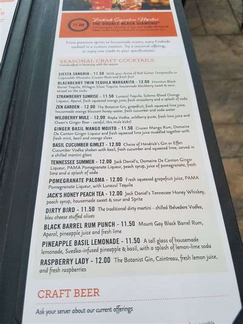 Menu at Firebirds Wood Fired Grill pub & bar, Chattanooga