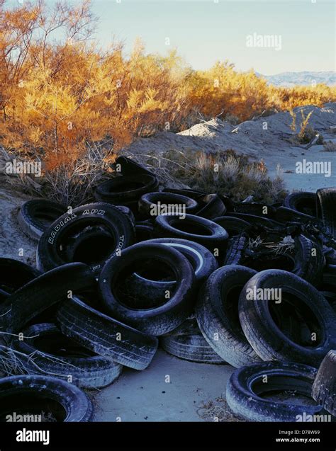 Used tires dumped in Great Salt Lake Desert Bonneville Salt Flats Utah ...
