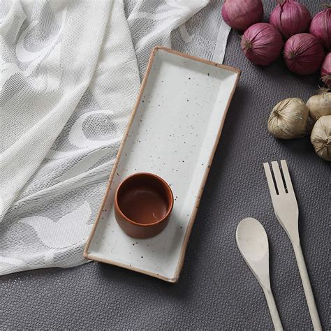 Buy Miah Decor Stoneware Md-295A Handcrafted Matt Finish Platter with ...