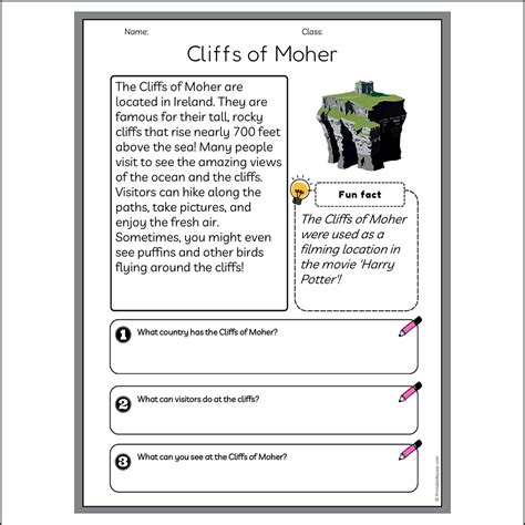 Cliffs of Moher | Reading Passage Comprehension Questions Writing Fact ...
