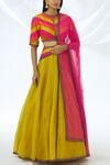Buy DNU Priyal Prakash Yellow Raw Silk Embroidered Lehenga Set Online ...