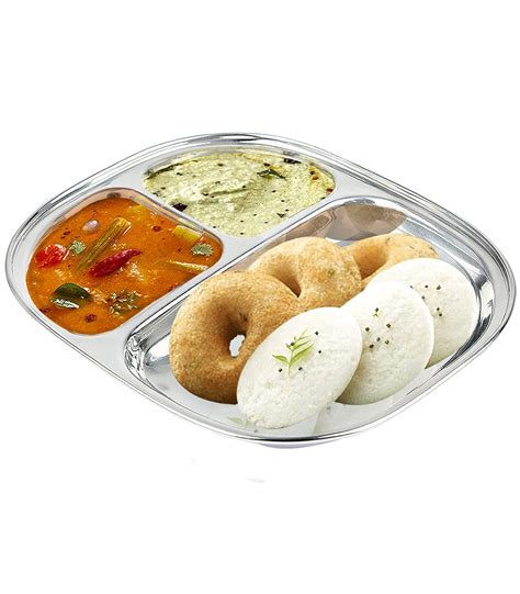 Buy URBAN KRAFT 3In1 Stainless Steel Plates with Compartments/Small ...