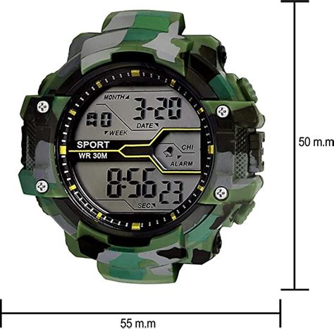 Buy FROZIL Digital Green Military Day Date Month Alarm Stopwatch Army ...