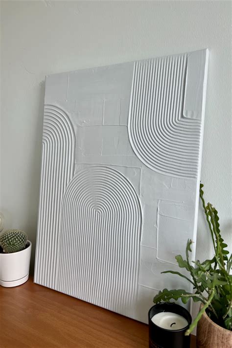 Arches Duo Lines Canvas White Textured Wall Art Plaster Art Abstract ...