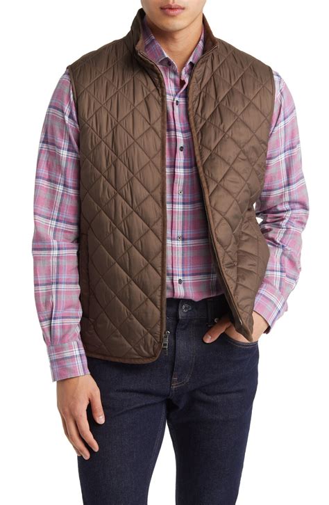 Peter Millar Essex Water Resistant Quilted Travel Vest - Chestnut ...