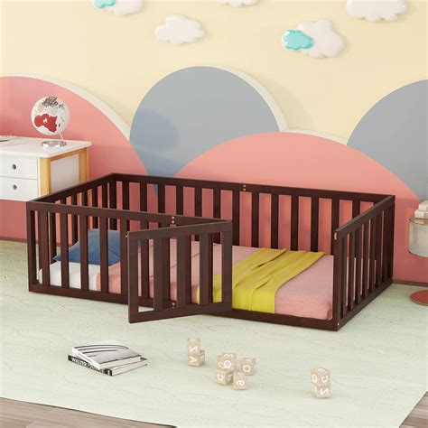 Amazon.com: Harper & Bright Designs Twin Size Floor Bed with Safety ...