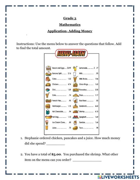 Image result for Adding Money Math Worksheets