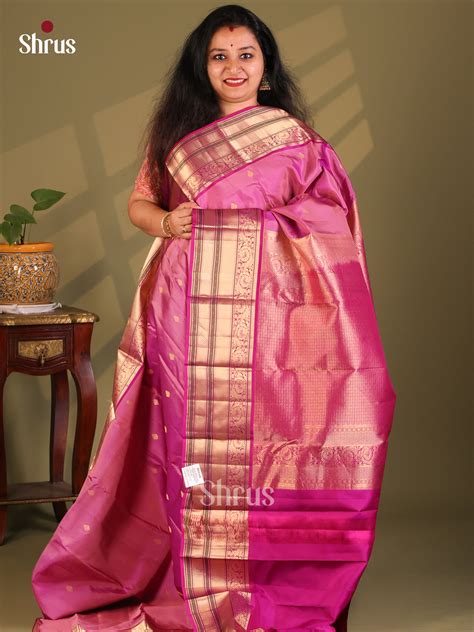 Pretty Rose Pink Kanjivaram Saree | Zari Border