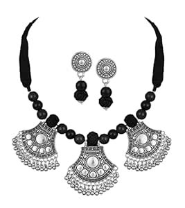 Buy JFL - Jewellery for Less Latest Fashion Silver Oxidized Design ...