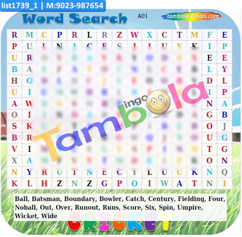 Cricket Terms Word Search in Cricket theme