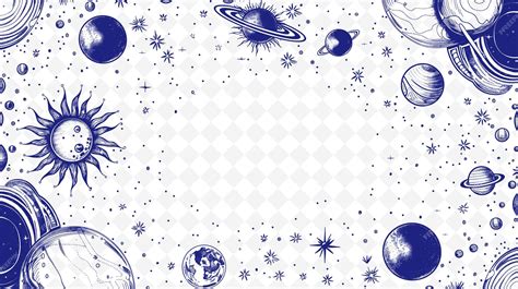 Premium PSD | Png celestial frame art with sun and planet decorations border f illustration ...