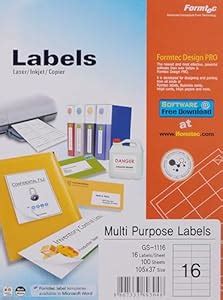 Formtec 1600 Label 100-Sheets, 105 x 37 mm Size : Amazon.in: Office ...