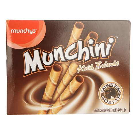 Munchy's Chocolate Wafer Rolls - Kuih Belanda Krim Perisa, 100Gram ...