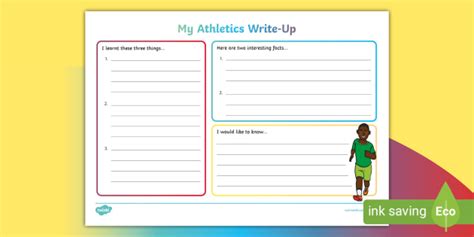 Athletics Write Up Worksheet