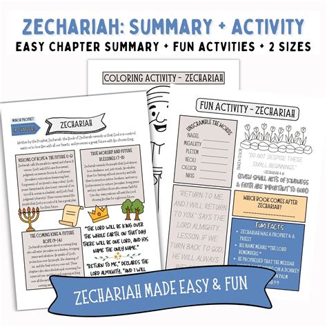 Zechariah Bible Activity Kids, Bible Worksheet Kids, Zechariah Story Children, Bible Study Kids ...