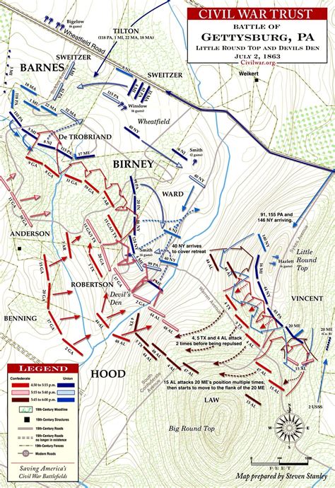 Map Of Gettysburg Battlefield