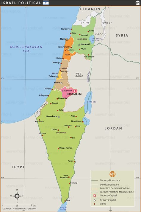 Political Map of Israel - Districts, Boundaries and Major Cities